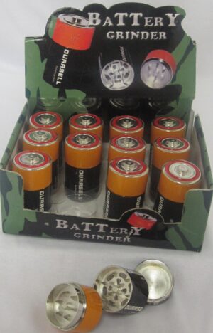 70199 -- CASE OF 12pcs DISPLAY 3 PARTS BATTERY GRINDER 42mm ($4.50 ea)