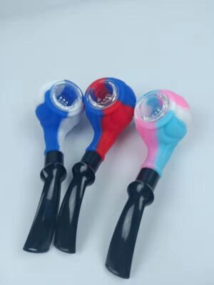 SHP-14 -- 5.6" ASSORTED COLOR SILICONE HP WITH GLASS BOWL AND ACRYLIC HANDLE