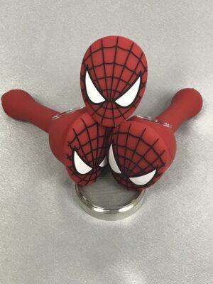 CASE OF 5 5" ASSORTED COLOR SPIDER-MAN HEAD STYLE SILICONE HP WITH GLASS SCREEN