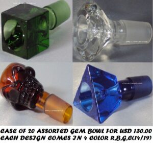 GB-19mm -- CASE OF 10 ASSORTED GEM BOWL 19mm ($4.90 ea)