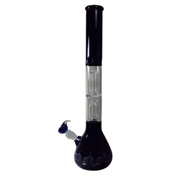 GOG Double Perk 8 Tree Waterpipe With Ice Catcher Outside Color 22" Blue