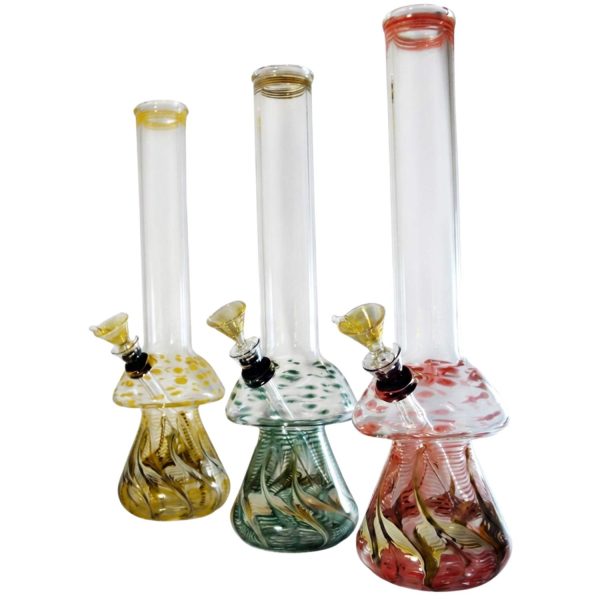 Local Blown Classic Outside Color Mushroom Waterpipe 14" Outside Color