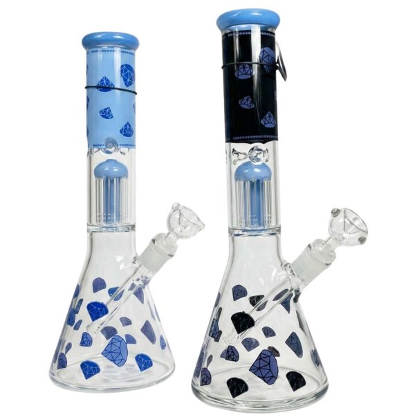 Assorted Color Beaker 8-Arms Waterpipes 14" 860gms Assorted Color