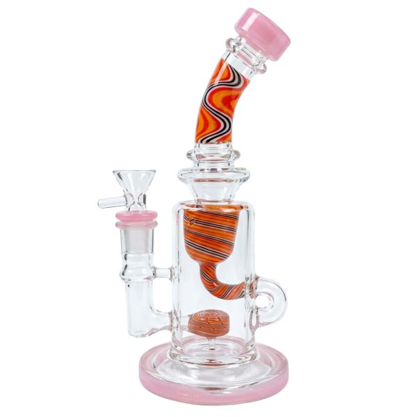 Stripe Design On Perk And Tube With Female Joint 9" 350gms 14mm Pink