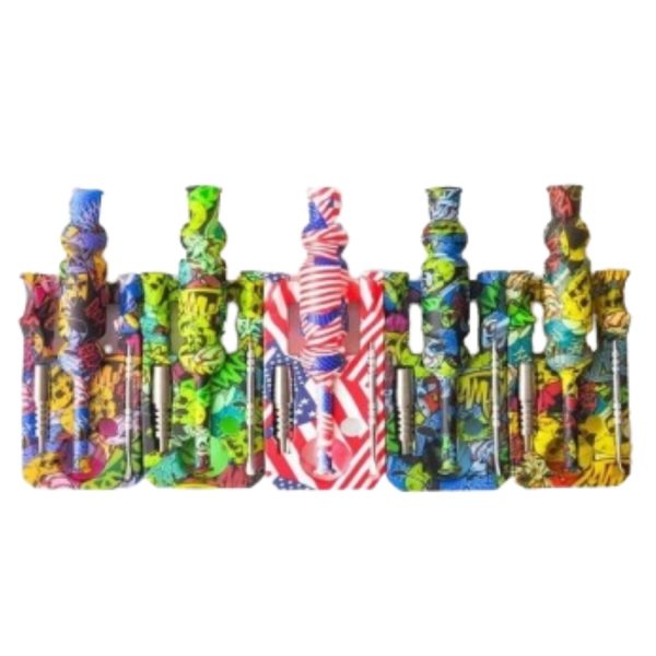 Silicone Nectar Collector With Titanium Tip For Dry With Decal