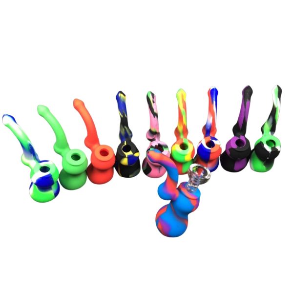Assorted Color Silicone Bubbler With Downstem And Bowl 2.5" Assorted Color