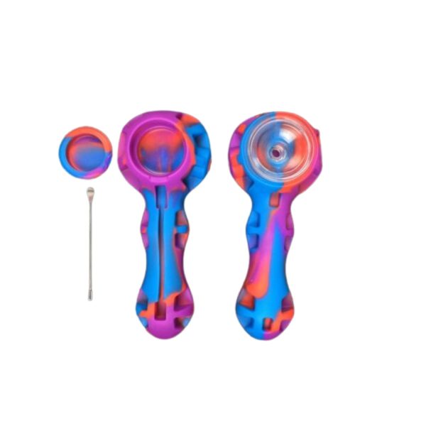 Handpipe With Poker And In-Build Silicone Jar 4.5" Assorted Color
