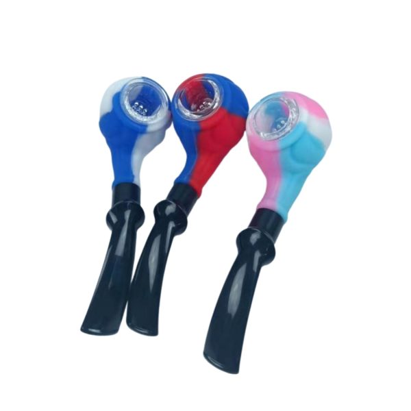 Silicone HP With Glass Bowl And Acrylic Handle 5.6" Assorted Color
