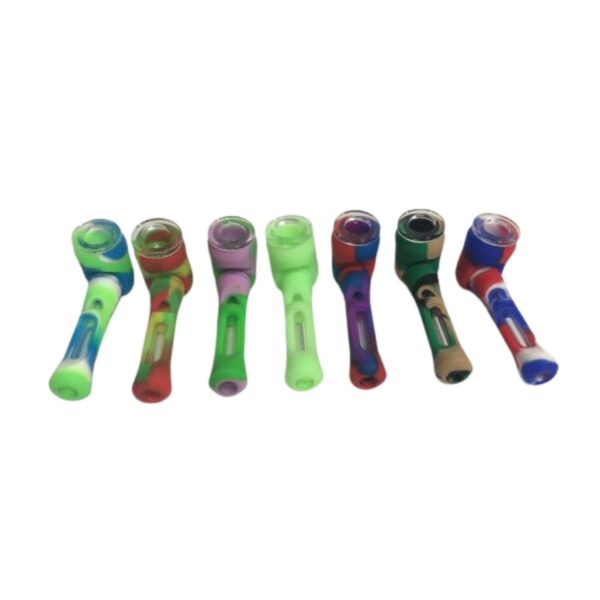 2-in-1 Silicone HP And Chillum With Glass Screen 4.3" Assorted Color