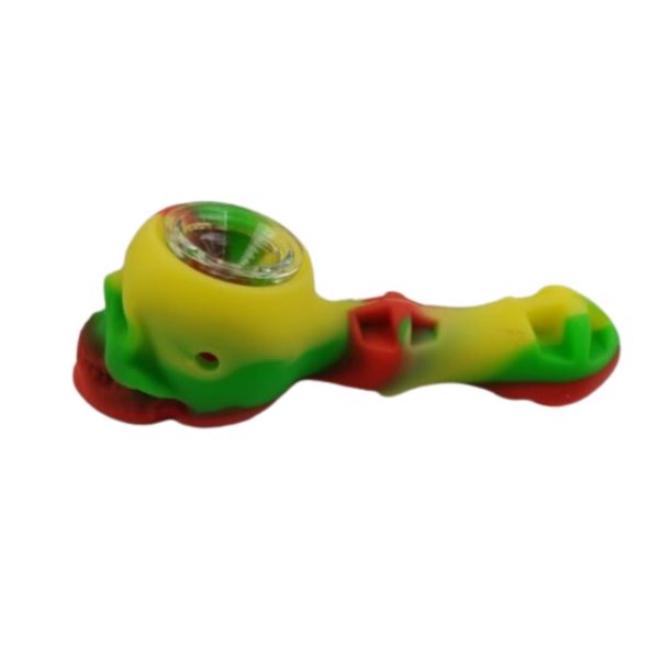 Skull Head Style Silicone HP With Glass Screen/Poker 5" Assorted Color