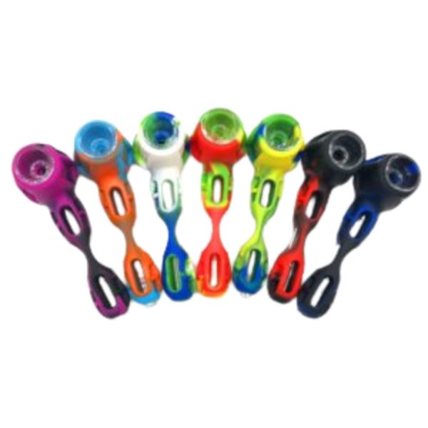 Silicone Handpipes With Glass Tube And Glass Bowl 4.5" Assorted Color