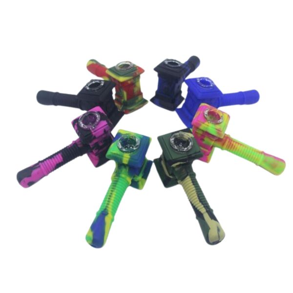 Silicone Hammer Handpipes With Glass Screen 4.5" Assorted Color