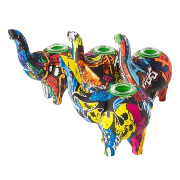 Silicone Elephant With Water Pattern 4.5" Assorted Color