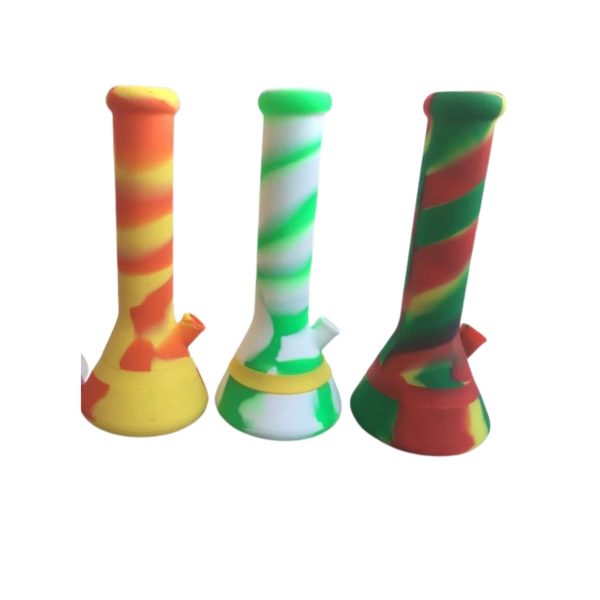 Heady Silicone Beaker With White Silicone Downstem And GOG Bowl 8.3"