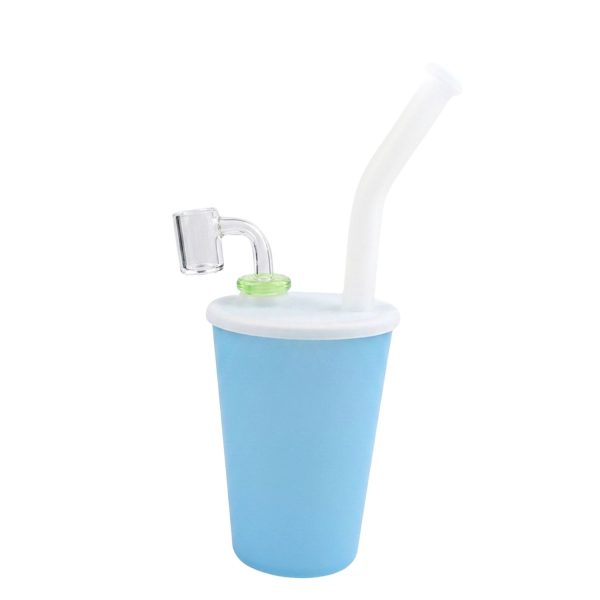 Soda Cup Oil Rig With Silicone Downstem And Bowl 4.5" Assorted Color