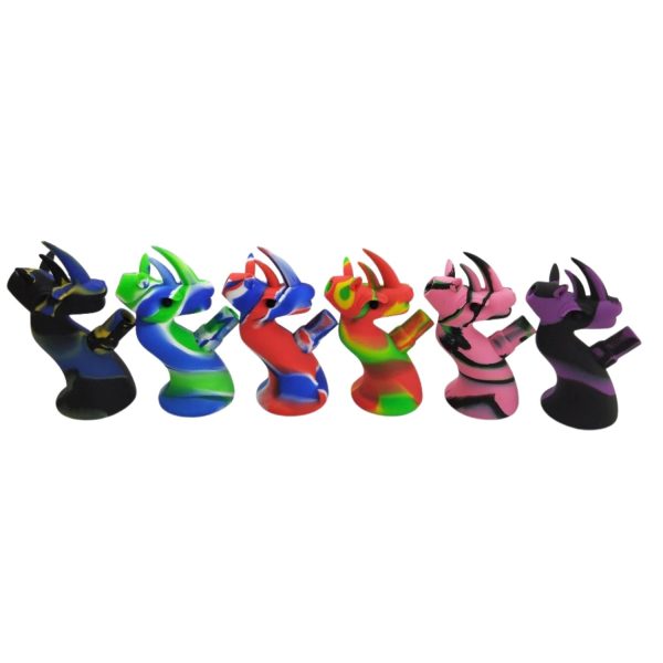 Silicone Dragon Baby Waterpipe With Glass Bowl 5.5" Assorted Color