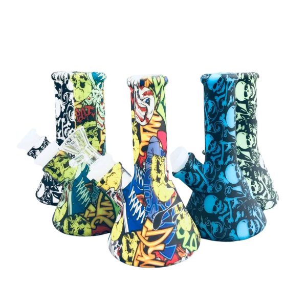 Silicone With Water Transfer Printing With Silicone Downstem And GOG Bowl 5.2"